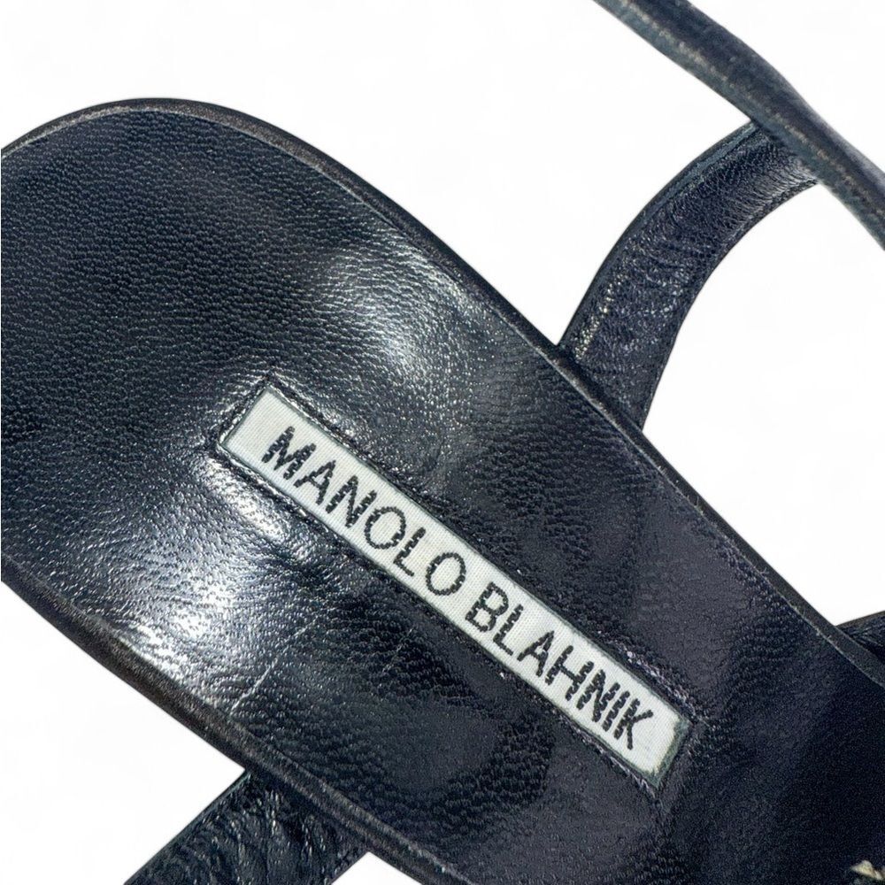 Rare Black MANOLO BLAHNIK Hangisi Crystal & Fringe Embellished Heels Siz… - Picture 7 of 10